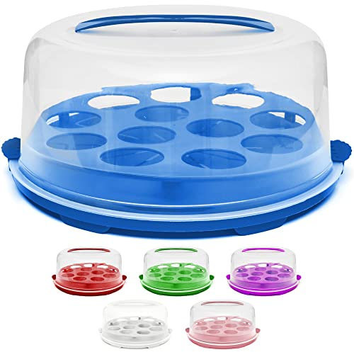 SG Traders Portable Cupcake Caddy - Deluxe Cupcake Carrier with Secure Locking System - Transport and Display Your Delicious Creations with Ease - Cake Holder Muffin With Handle Plastic Cake Box