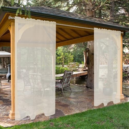 SpaceDresser wasserdichte, durchsichtige Vorhänge für den Außenbereich, 2 Paneele mit Stangentaschen, für den Innenbereich, Voile, durchscheinender Vorhang für Wohnzimmer, 132 x 244 cm,