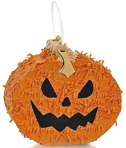 Jack-o-Lantern Mini-Piñata-Dekoration (1 Stück) – 17,8 x 15,2 cm – Schwarz & Orange – perfekt für Halloween-Partys