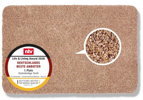 Rutschfeste Schmutzfangmatte innen waschbar - Beige 80x120 cm (Rechteckig) | Saugfähige Sauberlaufmatte Innenbereich Entra SAUGSTARK pflegeleicht Sauberlaufmatte 100% Baumwolle Türmatte robust Fußmatte