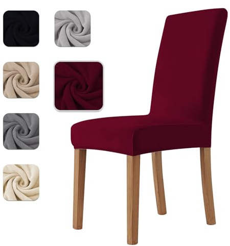 Homebliss Stuhlhussen 4er Set Stretch,Stuhlhussen Schwingstühle Elastisch für Esszimmer- und Küchenstühle, Stuhlbezug Sehr Weich Bequem Kratzfest Weinrot