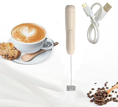 SUABON Mousseur à Lait Rechargeable, mousseur à Lait portatif, Machine à Mousse de Lait électrique avec Fouet en Acier Inoxydable, mélangeur de Boissons à Main pour café, Lattes, Cappuccino