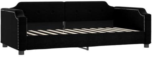 vidaXL Tagesbett, Gästebett 2-in-1, Sofabett Schlafsofa für Schlafzimmer Wohnzimmer, Bettsofa Sofa, Modernes Design, Schwarz 90x200cm Stoff
