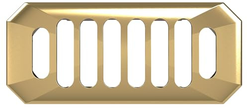 Balterley Sink Overflow Cover, Grill Design Overflow Sink Hole Cover, Basin Over Flow Ring, Over Flow Cap for Basins, Ceramic Accessories for Vanity Basin, Bathroom Sinks - 50 x 26mm (Brushed Brass)