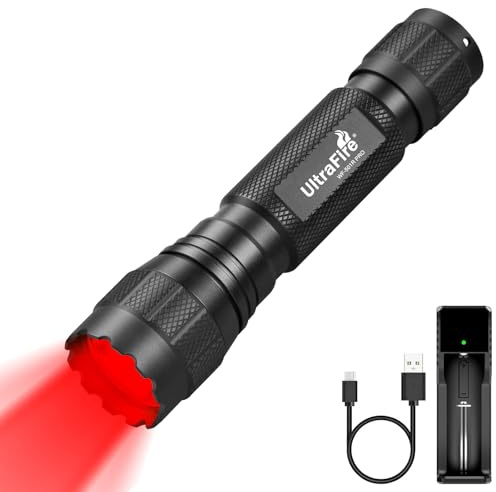 ULTRAFIRE Red Light LED Torch 620-630nm Red Hunting Torch with Holster, 10W High Power Red LED Torch for Night Vision, Hunting, Astrophotography, Observation, WF-501R PRO