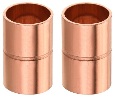YOKIVE 2 Pcs Copper Coupling, Plumbing Straight Copper Fitting Coupler Welding Joint Connector Adapter, Great for HVAC, Air Conditioner (3/8 Inner Dia.)