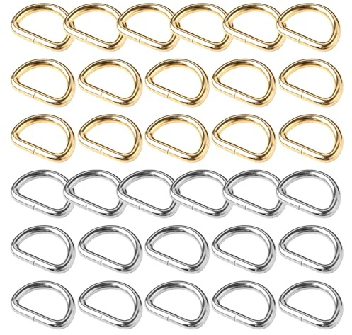 ZYDYRX 32 Piezas Anillo D Metal Anilla D Semicircular Dorada Accesorios Anilla D equipaje Hebilla Anilla D Plateada 20 MM x 3.8 MM Para Mochilas Bolsos Cinturones Accesorios Bricolaje Oro Plata