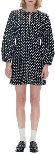 BAUM UND PFERDGARTEN Damen Afifa Dress Kleid, Schwarzer Jacquard-Punkt, 34