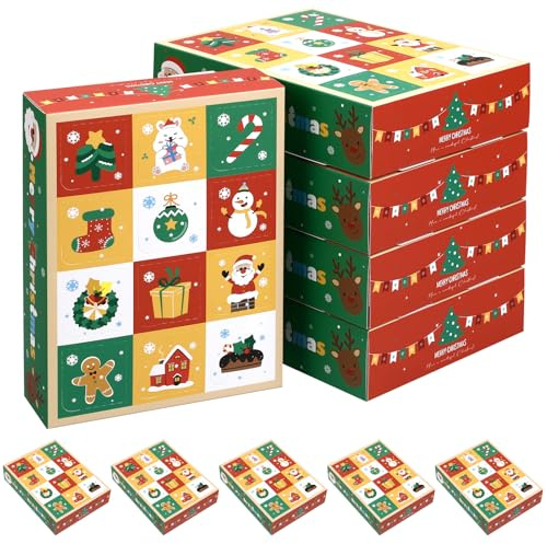 Ciieeo Fillable Advent Calendar Boxes, 10Pcs Empty Christmas Advent Calendar Boxes to Fill 12 Days Candy Treat Box Cardboard Treasure Boxes