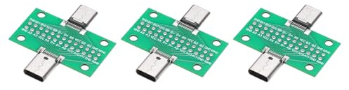 QUARKZMAN 3 Stück Typ-C Stecker auf Buchse USB 3.1 Tester Grüne Leiterplatte Adapter, Doppelseitig DIP mit 2,54mm 26Pin Steckverbinder Buchse für Datenübertragungskabel