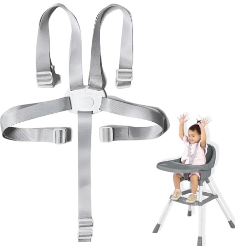 Hauck Correa para trona, 5 puntos, correa para trona Hauck, sistema de retención universal para niños, cinturón de seguridad para cochecito de bebé, silla alta (gris)