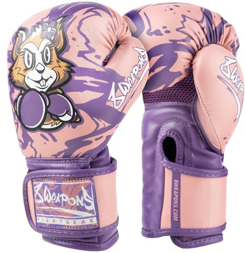 8 WEAPONS Boxhandschuhe Kinder, Jenny, Pink, Boxhandschuhe für Training und Wettkampf, Kunstleder, Perfekte Dämpfung für optimalen Schutz, Handschuhe für Muay Thai, K1, Boxen, MMA und Kickboxen, 6 Oz