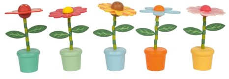 small foot Drückfiguren Blumen, 10 Holzfiguren im bunten Blumen-Design, im praktischen Display, für Kinder ab 3 Jahren, 12720