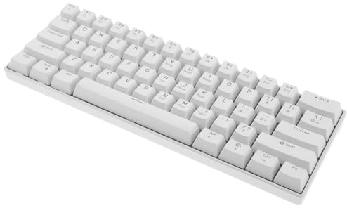 FUNNETOYU Clavier Mécanique Filaire Compact avec Rétroéclairage RGB pour PC et Ordinateur Portable Clavier Gamer Blanc Ergonomique pour Sessions Prolongées