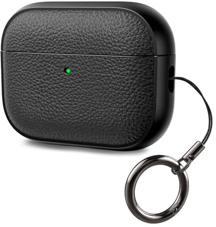 ACRONIX Compatible with AirPods Pro 3 Case (2025), Leather-Texture TPU Shockproof Protective Cover with Keychain, Front LED Visible, for Airpods Pro 3nd Generation-Black
