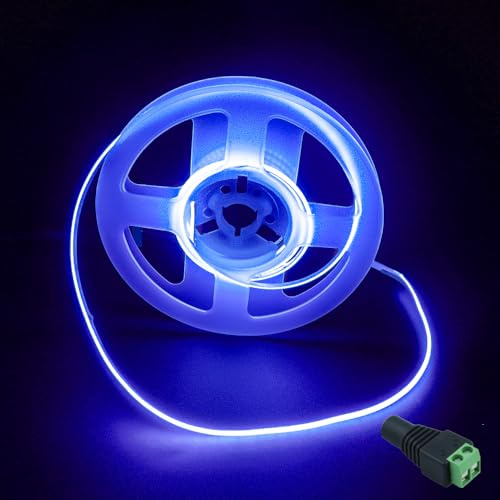 JBdusn 12V COB LED Streifen Blau, 5m Flexibel Hohe Dichte 2mm Breite LED Strip 480LEDs/m Schneidbar LED Licht Band Selbstklebend fürSchlafzimmer Küche DIY Beleuchtungsprojekt(Ohne Netzteil)