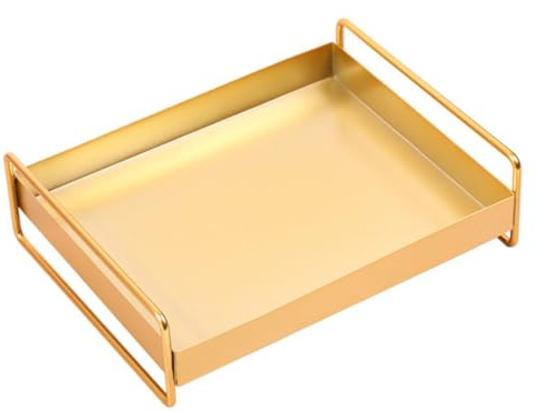 Healeved Plateau De Rangement En Métal Doré 1 Grand Format Polyvalent Pour Bijoux Accessoires Cosmétiques Décoration Intérieure