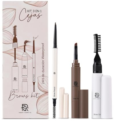 Kit de Cejas 3 en 1 FGR | Gel Fijador, Tinte y Lápiz para Definir y Rellenar | Cejas Naturales y de Larga Duración | Dark Brown