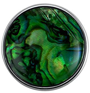 Quiges Damen Click Button 18mm Chunk Grünes Kunsteperle Versilbert für Druckknopf Zubehör