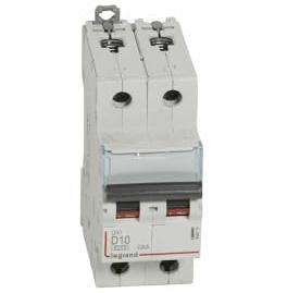 408014 Disjoncteur Bipolaire 10a - 2p Courbe D - 6/10ka - à Vis - Legrand Dx3