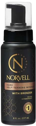 Norvell Sunless Dark Self Tanner Mousse with Bronzer 8 fl oz – Instant Natural Looking Fake Tan for a Bronzing Glow, Streak Free, Fast Drying, Long Lasting Sunless Tanning Color