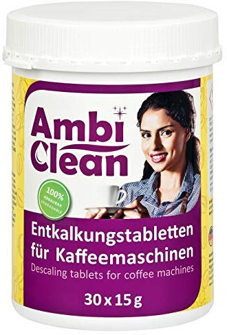 AmbiClean Entkalkungstabletten für Kaffeemaschinen | Made in Germany | Für Kaffeevollautomaten Jura, Siemens, Krups, Melitta, Bosch uvm.| Reinigung und Entkalkung (30 Tabletten)