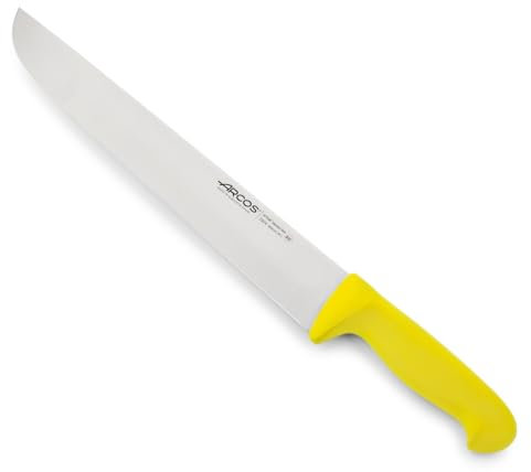 Arcos Serie 2900 - Coltello Scannare Coltello Macellaio Coltello Bistecca - Lama Acciaio Inossidabile Nitrum 350 mm - Manico Polipropilene Colore Giallo