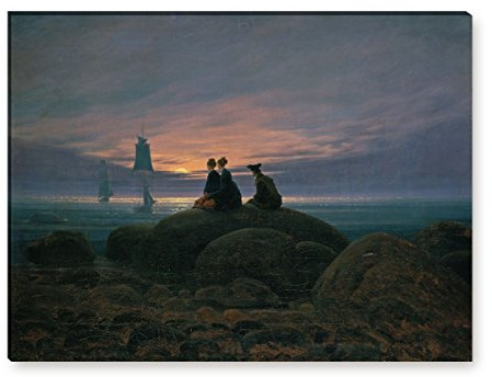 Wandkings Leinwandbilder von Caspar David Friedrich - Wähle ein Motiv & Größe: Mondaufgang am Meer - 80 x 60 cm