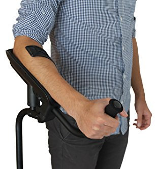KMINA PRO - Krücken für Erwachsene Schwarz, Unterarmgehstützen, Orthopädische Gehhilfen mit Softgriff, Rechtes Exemplar - Made in Europe