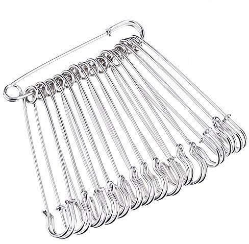 KBNIAN 20 Stück Extra große Sicherheitsnadel 10 cm Lange Extra Große Pins Kiltnadeln Große Hochleistungs Sicherheitsnadel für Bastelarbeiten, Decken, Matratzen, Kleidung, Schmuck, Wirkwaren/Silber