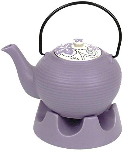 Japanese Teapot Purple Striped with Teapot Warmer Ceramic Jameson & Tailor 6 Cup