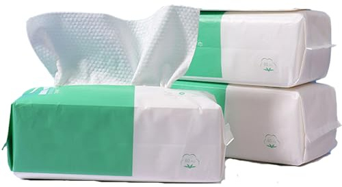 Panlom 2 Stück weiche Gesichtstücher aus Baumwolle, Einweg-Tücher, trockene Tücher aus Vlies-Baumwolle, Gesichtsreinigung, Make-up-Entferner, Tücher, 160 Stück, für trockene oder nasse Verwendung