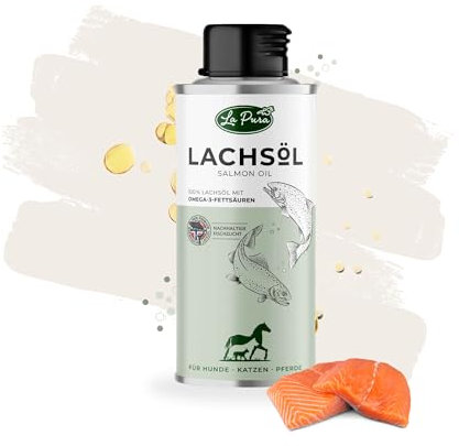 LaPura Lachsöl für Hund, Katze und Pferd, kaltgepresst, Omega-3 & Omega-6, für Haut- & Fellpflege, Immunsystem, Beweglichkeit, Barf-Öl, Fischöl 250ml