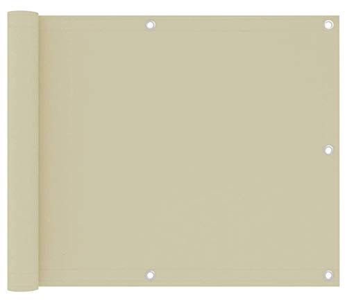 Yongdu Balkon-Sichtschutz, Balkonsichtschutz, Windschutz Balkon, Windschutz Terrasse, Balkonverkleidung, Sichtschutz Garten, Creme 75x500 cm Oxford-Gewebe