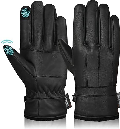 Hand Fellow Herren Winter Lederhandschuhe Weiches Nappa Schaffell Warm Fleece Futter Thinsulate Handschuhe