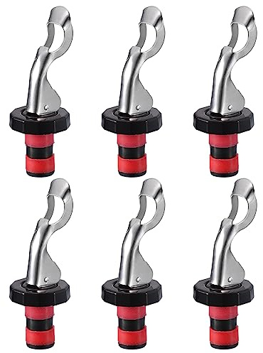 sourcing map Wine Stoppers, 6Pcs 16mm/0.63 Expanding Manual Beverage Stoppers Silicone Vacuum Bottle Stopper Reusable Wine Bottle Airtight Seal Plug for Champagne, Beer, Soda (Red Black)