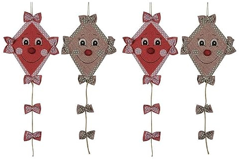 finehomegarden Herbstdeko Drachen 4X Hänger 2fach sort. rosa/Natur Fensterhänger 18xH25cm Deko
