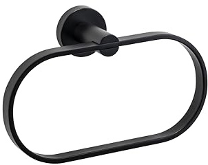 Croydex Metra Matte Black Towel Ring Flexi-Fix Bathroom Accessories | Wall mounted | No drill required | Your choice to screw or glue with Flexi-Fix brackets | Modern Design | Fixings Included