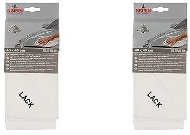 NIGRIN Mikrofaser-Tuch Lack, besonders sanft zum Lack, garantiert kratzerfreies Auspolieren, Auto Microfasertuch Autopflege, 40x40 cm (Packung mit 2)