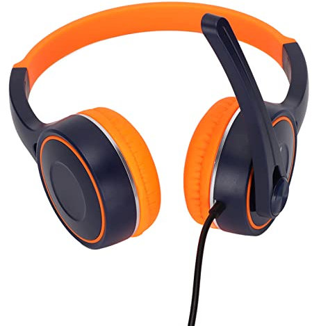 Cyrank Auriculares USB para Colocar sobre La Oreja, Auriculares Estéreo con Micrófono con Cancelación De Ruido Y Auriculares con Cable para La Escuela