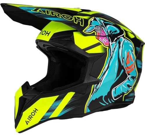Airoh Wraaap Cyber Motocross hjälm, gelb/blau, M (57/58)