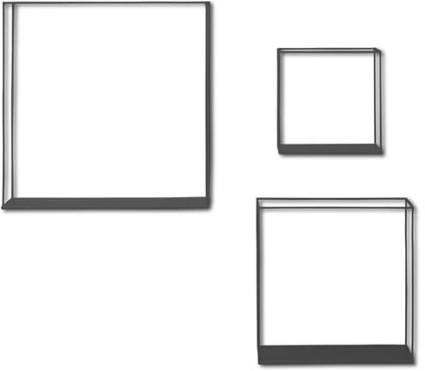 KHG Wandregal 3er-Set schwarz aus Metall pulverbeschichtet, für Stauraum | großes Regal 40x40x15 cm, Hängeregal ideal für Bücher, Pflanzen & Deko, für Wohn, Ess, Schlaf, Badezimmer & Küche