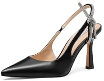 QUEEN HELENA Scarpe Eleganti con Tacco Alto Décolleté a Punta Chiusa con Strass Donna K3347 (Nero Pu, 38)