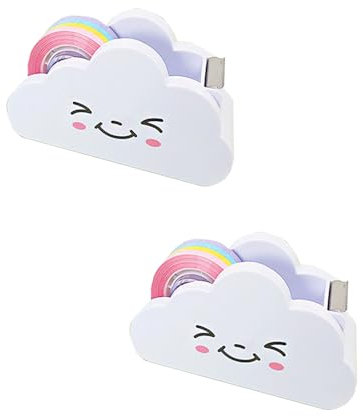 2stk Weiße Wolke Klebebandabschneider, Regenbogen Klebeband Tischabroller für Verpackungen, Verpackungen, Handwerk, Schule und Bürobedarf