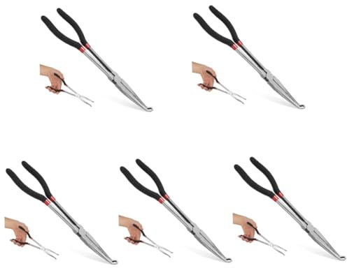 Hemobllo 5pcs Electrical Disconnect Pliers Long Reach Needle Nose Pliers for Wiring Electrical Connector Disconnect Tool for Repairing and Crimping