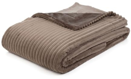 liebling Decke, Mikrofaserdecke, Bettdecke mit Cord-Optik, zweilagige Wendedecke, 100% Polyester - Mikrofaser, 150 x 200 cm, Farbe: Taupe