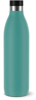 Emsa Bludrop Isolier-Trinkflasche, 1 Liter, 100% dicht, Quick-Press Verschluss, Ergonomischer 360° Trinkgenuss, 20h warm, 40h kühl, einfache Reinigung, Edelstahl, Pulverbeschichtung, Petrol, N31121