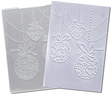 arriettycraft Merry Christmas Baubles Plastic Embossing Folders for Card Making Xmas Balls Embossing Folder for Scrapbooking Pages Paper Crafting Clay Decoration