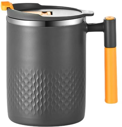 Syengery Vaso de café, taza de café aislada con asa, taza de viaje de acero inoxidable de 450 ml, vaso térmico de doble pared para leche, agua helada, jugo, café, té
