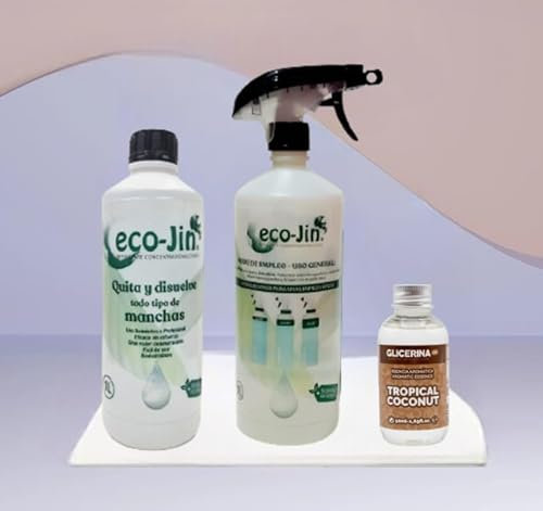 ECO-JIN - LIMPIADOR MULTIUSOS EXTRA CONCENTRADO NEUTRO - PRODUCTO REVOLUCIONARIO DEL QUE TODO EL MUNDO HABLA + FRAGANCIA A ELEGIR - CREA TU PROPIO ECO-JIN (COCO)
